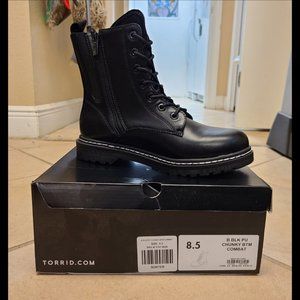 Torrid Stevie Lace-Up Combat Boot - Faux Leather Black (WW) Size 8.5